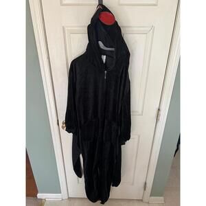 Halloween Cosplay Mothman Costume Adult One Piece Pajamas HOODED Jumpsuit SMALL